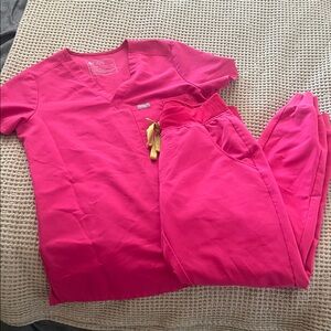Figs Hot Pink Scrub Top